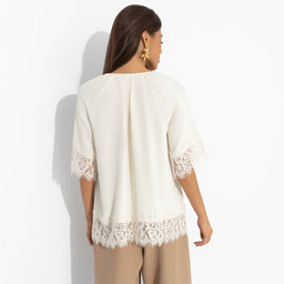 Блуза свободного кроя с кружевом, Путешествие в Прованс (нежная) - Charutti фото 16
