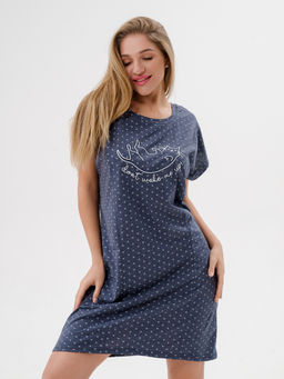 Ночная сорочка из кулирки Котик синий меланж - Амадэль фото 7