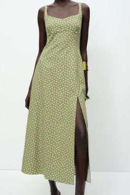 POLKA DOT LINEN BLEND MIDI DRESS - Zara фото 2