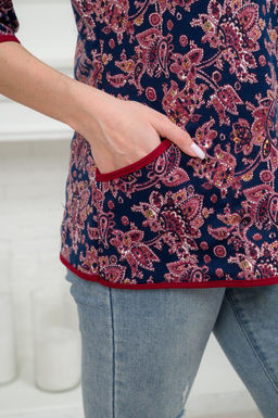 Кофта женская из милано Анфиса бордовый узор - Амадэль фото 7