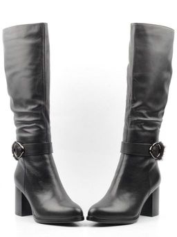 02-K56-D1 BLACK Сапоги зимние женские (натуральная кожа, натуральный мех (еврозима)) - Фабричный китай фото 13