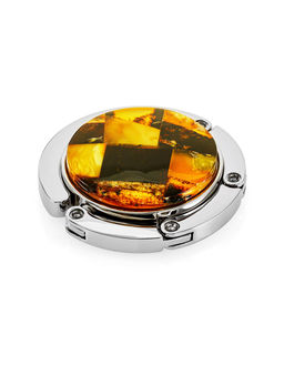 Оригинальный держатель-крючок для сумки, украшенный натуральным янтарём