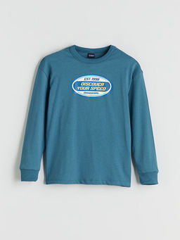 Bisiklet Yaka Bask?l? Erkek ?ocuk Ti??rt