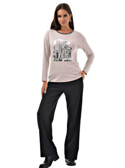 Лонгслив с принтом трикотаж пенье - А+б коллекция фото 23