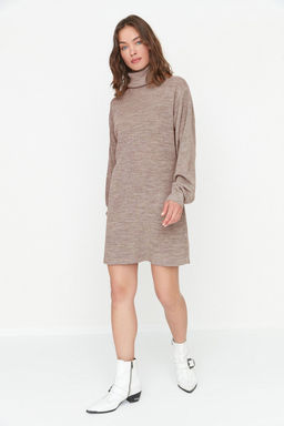 Bej Mini Triko Genis Kal?p Elbise TWOAW23EL00026