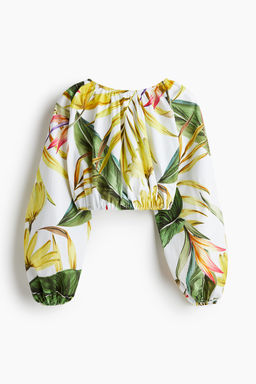 Blusa cropped en popelina