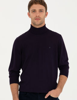Mor Slim Fit Bal_k__ Yaka Y_n Kar___ml_ Basic Triko Kazak