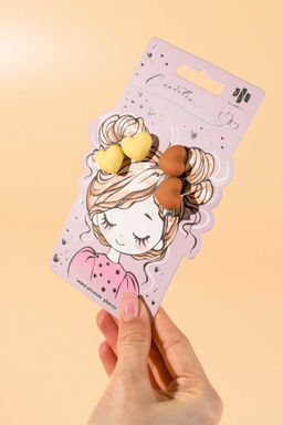 Набор заколок для волос зажим, арт. 71783 / 10 СЕРДЕЧКИ (в наборе: 2шт., 4 см, черный металл, полиметилметакрилат, цвет: коричневый, молочный, подложка из мелованного картона + ПЭТ-пакет с европодвесом)