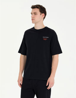 Siyah Regular Fit Bisiklet Yaka Ti__rt