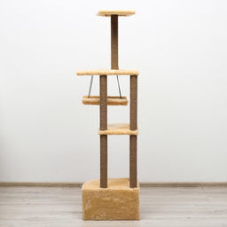 Комплекс для кошек с когтеточкой, угловой, с гамаком, 48 х 48 х 171 см, джут, искусственный мех, беж - Пижон фото 13