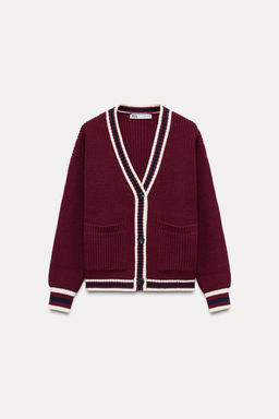 KNIT CARDIGAN WITH TRIM - Zara фото 4