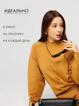 Женское платье с рукавом реглан из футера 2-х нитки Lingeamo горчичный ВП-11 (58)  фото 16