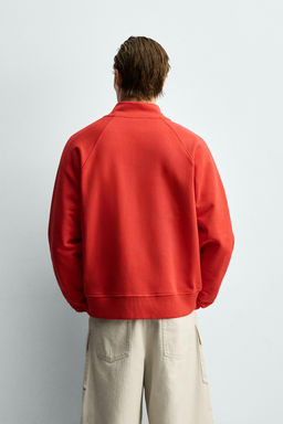 SUDADERA RELAXED FIT CREMALLERA CONTRASTE / Rojo - Zara фото 3
