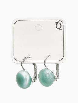 Серьги пластик "Таблетка" кошачий глаз, цвет голубой в серебре