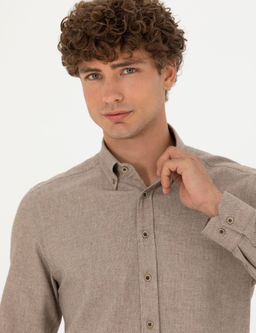 Bej Slim Fit Uzun Kollu G_mlek