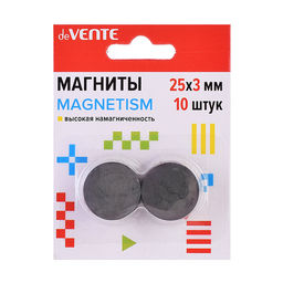 Магниты для рукоделия "MAGNETISM" 25x3 мм, 10 шт, ферритовые, чёрные, высокая намагниченность, в картонном блистере