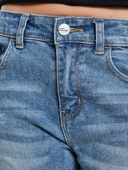 Джинсы синие для девочки 33-1041 синий - Mini maxi фото 5