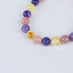 Браслет из Цитрина, Розового кварца и Лепидолита 18 см