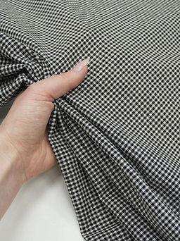 Пестрядь Мелкая белая клетка цв.черный, ш.1.45м, хлопок-95%, п/э-5%, 145гр/м.кв - Купава фото 6