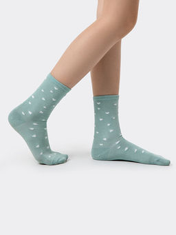 Цена за 5 пар! Высокие детские носки в оттенке кэмел с рисунком в виде сердечек - Mark formelle фото 9