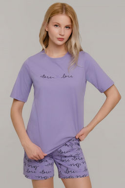 Арт. 9139 Пижама с шортами 42-50 (5 шт) Цвет:верх-сиреневый,низ-сиреневый