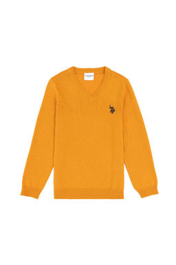 Базовый свитер горчичного цвета для мальчика Неожиданная скидка в корзине