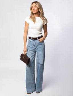 Футболка из трикотажа в широкий рубчик - Vilatte фото 5