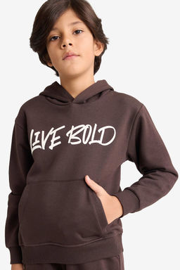 Kap__onlu Bask_l_ __i Yumu_ak T_yl_ Sweatshirt Erkek _ocuk