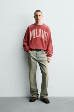 WASHED CONTRAST PRINT SWEATSHIRT