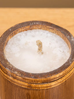 Свеча в бамбуке, 7×7×6 см, 100 мл, бежевая