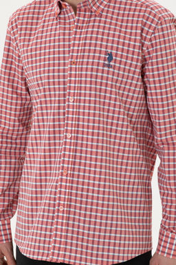 Рубашка мужская U.S. Polo Assn с длинным рукавом красная хлопок фото 13