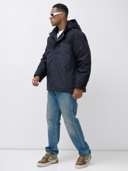 Куртка спортивная мужская зимняя большого размера темно-синего цвета 66613TS