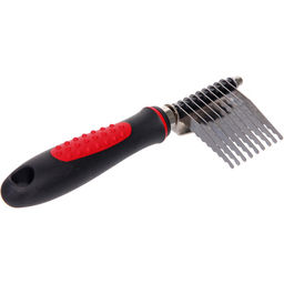Расческа для удаления колтунов "ПРОФФ - МОЙ БРО", прорезиненная ручка, цвет красный/черный, 6*20см