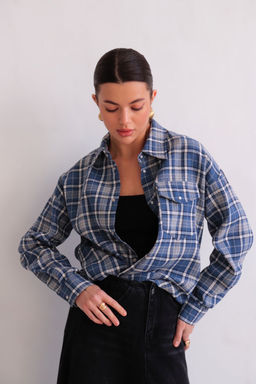 Martichelli Рубашка в клетку голубая на кнопках  фото 15