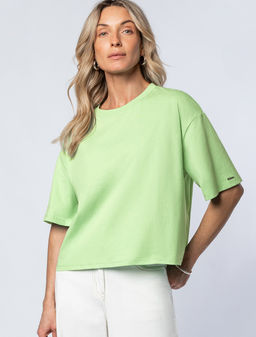 Укороченная футболка силуэта овер-сайз - Vilatte фото 5