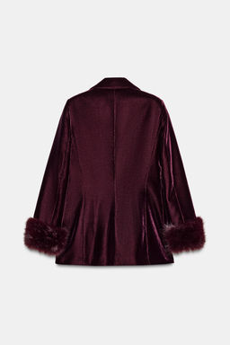 VELVET BLAZER WITH FAUX FUR CUFFS - Zara фото 7