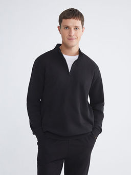 Dik Yaka Uzun Kollu Erkek Kal?n Sweatshirt
