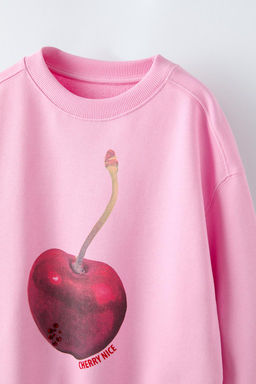 PARLAK TASLI KIRAZ BASKILI SWEATSHIRT - Zara фото 3