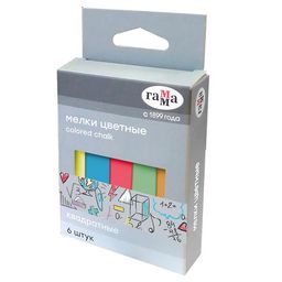 Набор мелков цветных ГАММА 6шт. (140120201) квадратные, мягкие