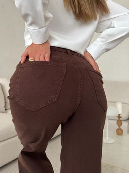 K13505 Джинсы Багги палаццо КОРИЧНЕВЫЙ