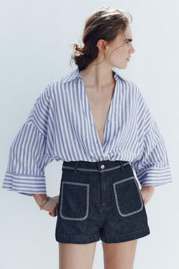 WIDE-SLEEVE LINEN BLEND SHIRT - Zara фото 26