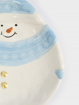 Блюдо, 18x22x4 см, керамика, бело-голубое, Снеговик в шапке и шарфе, Snowman - Anna lafarg фото 4
