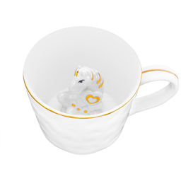Кружка 300 мл 14*10*7,5 см "Лошадь" белая с золотом, фарфор