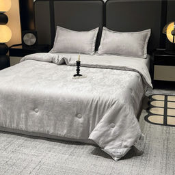 Одеяло Mency Сатин Люкс с простыней и наволочками СЕРЫЙ POMENSL01