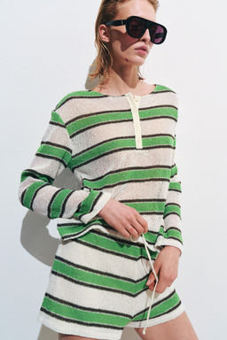 CAMISETA R?STICA CUELLO PANADERO / Raya verde