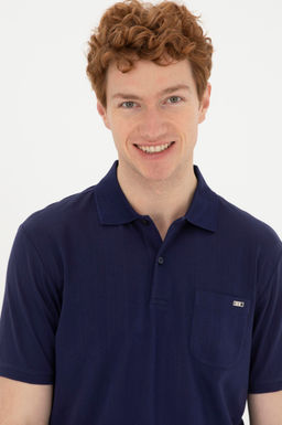 Мужская темно-синяя футболка с воротником-поло - U.s. polo assn фото 2