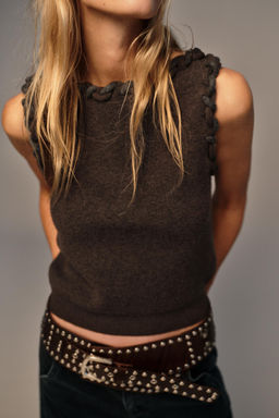 INTERWOVEN TRIM KNIT TOP - Zara фото 2