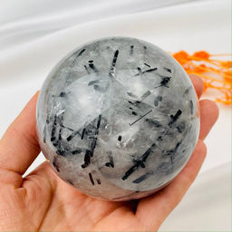 Радуга Самоцветов Шар из Кварца с включением Турмалина фото 2