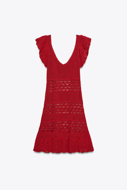 TEXTURED KNIT RUFFLE MINI DRESS - Zara фото 8