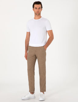 A__k Kahverengi Carrot Fit Beli Lastikli %100 Keten Spor Pantolon - Cacharel фото 4
